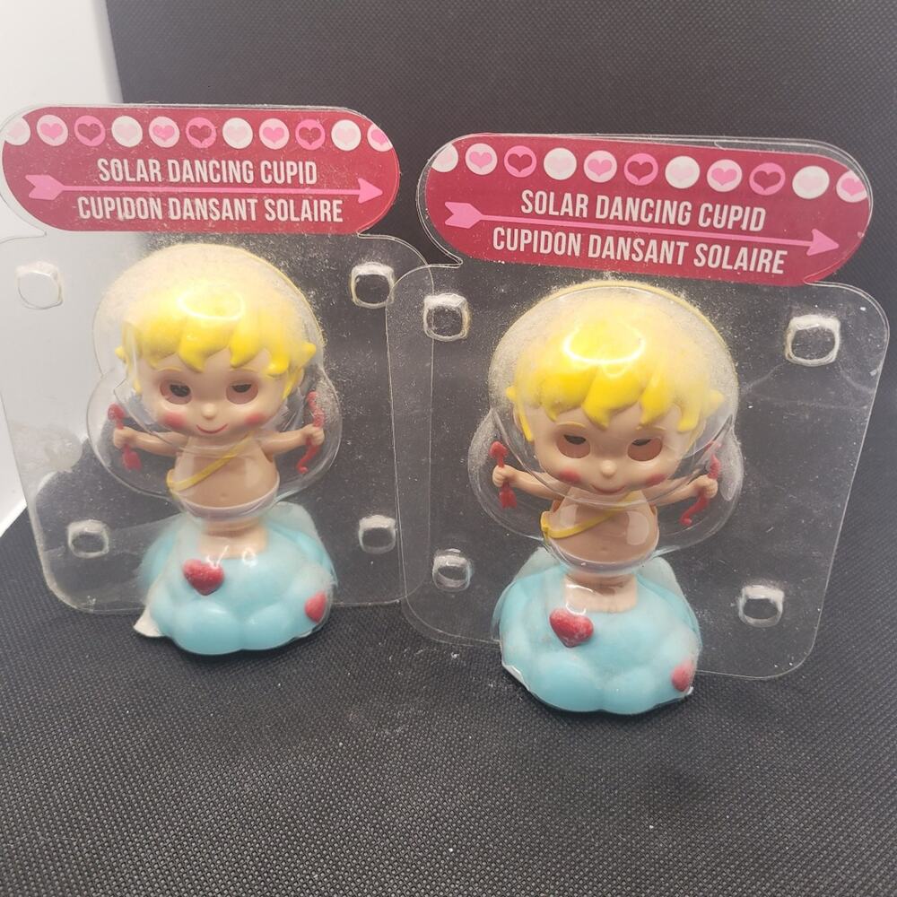 Solar Dancing Cupid Figurines Lot of 2 Valentine Decor Light Activated